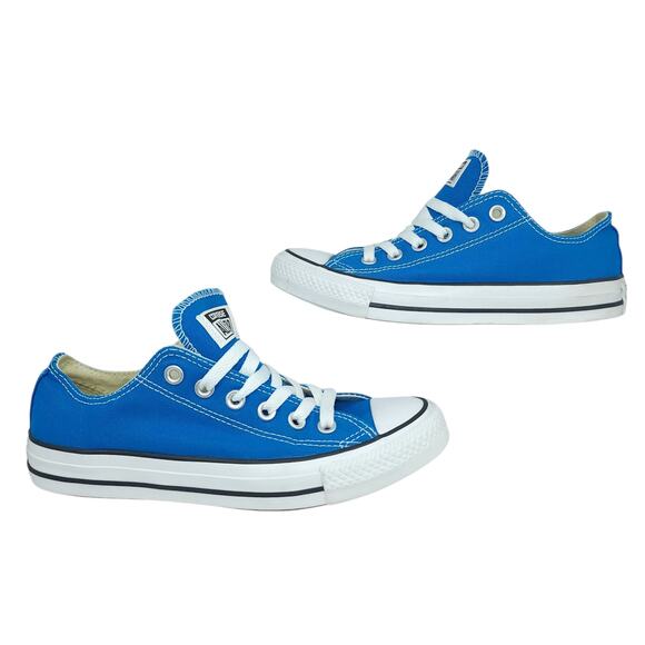 Converse Shoes Womens 7 Blue White Low Tops Preppy Skater Comfy Lace Up All Star - Picture 1 of 11
